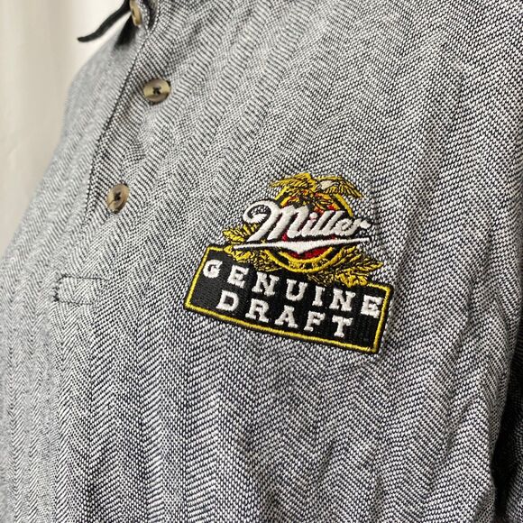 Miller Genuine Draft Men’s XL Vintage Polo Shirt LA Loving Black and Grey - Picture 3 of 9